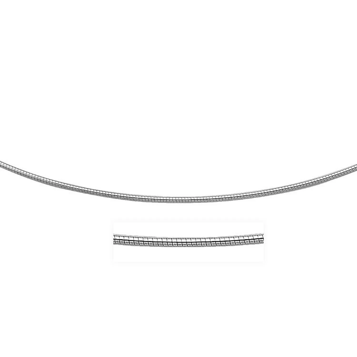 Sterling Silber Round Omega-Stil Ketten Halskette mit Rhodium Plating (1.55mm)