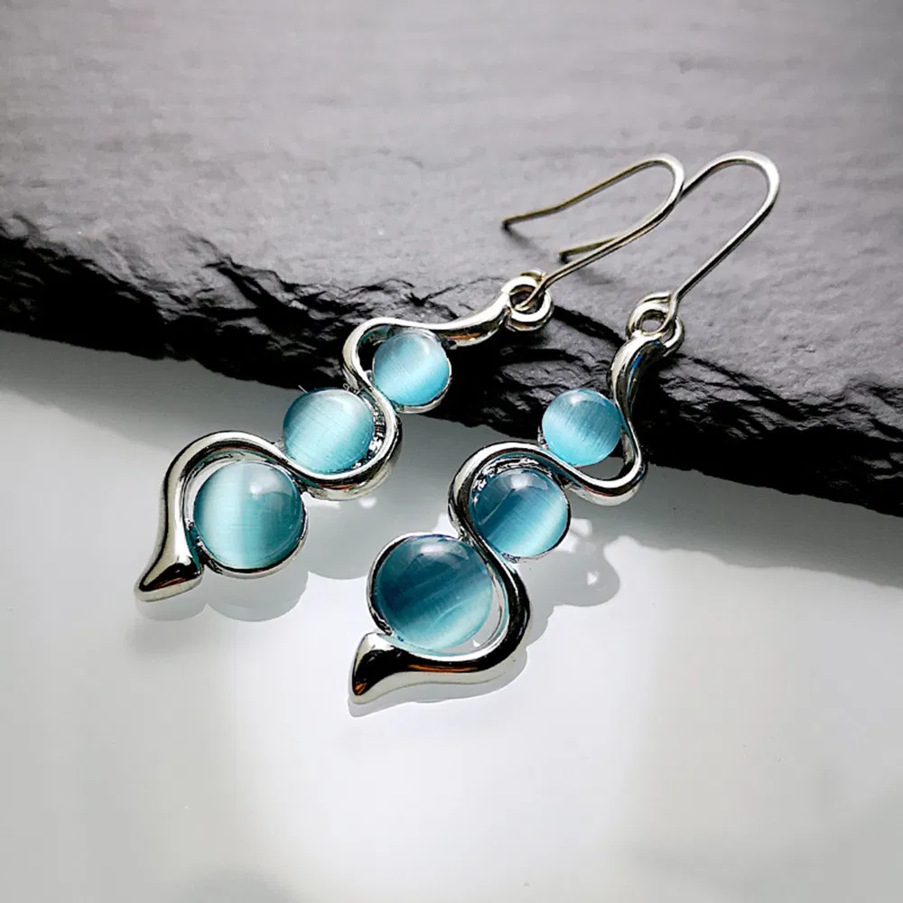 Bohemian Vintage Creative Opal Ohrring 925 Silber Plated Engagement Party Dangle Ohrring für Frauen Statement Schmuck