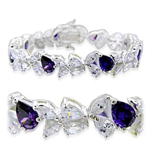 31924 - Hochpoliertes 925 Sterling-Silber - Armband mit AAA-Klasse CZ in Amethyst