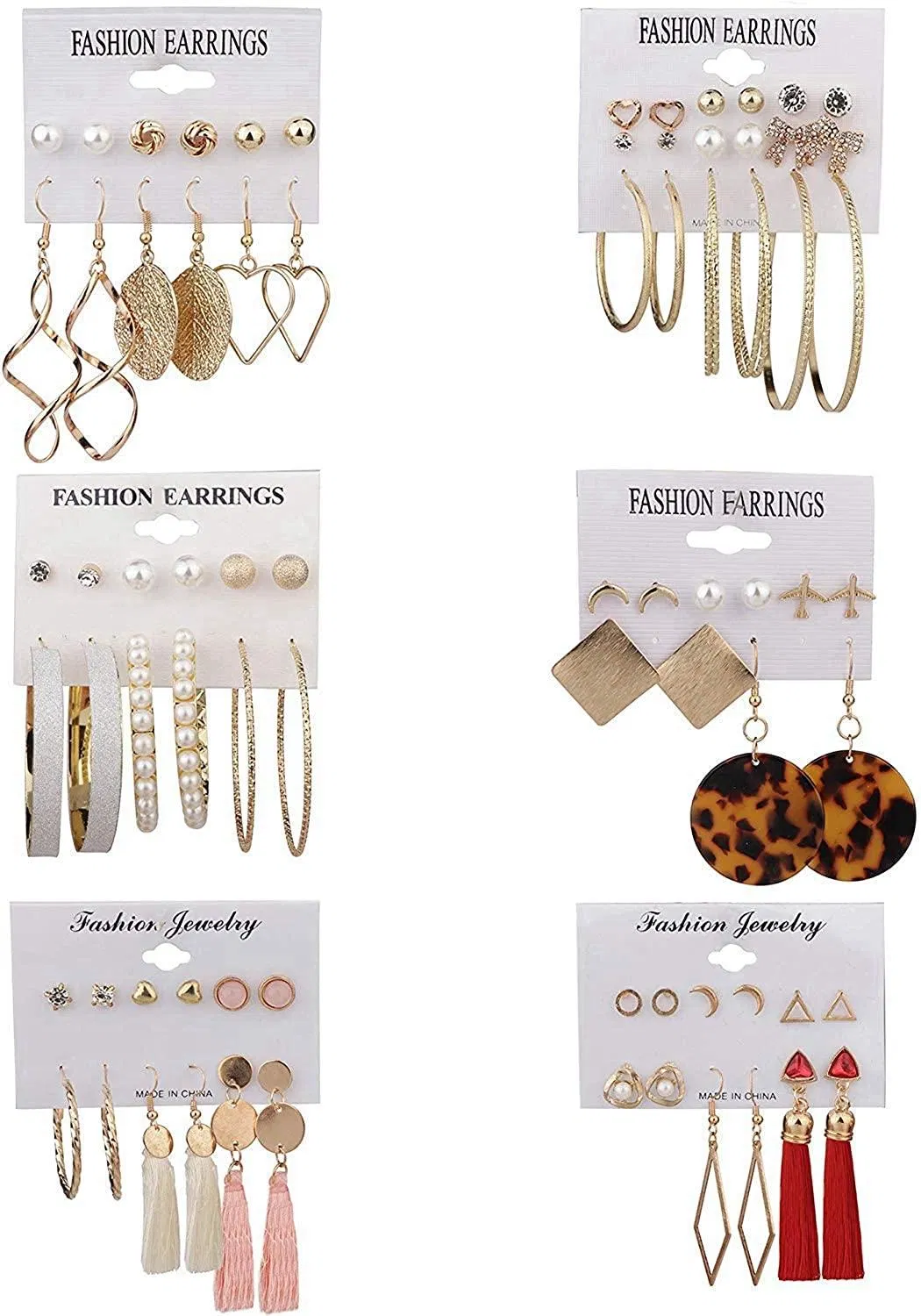 Auswahl an mehreren Stud Ohrringe Set für Frauen Mädchen Acryl Round Ball CZ Bohemian Long Tassel Drop Ohrringe Statement Ohrringe