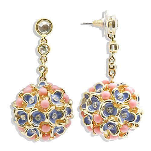 1W107 - Gold-Messing - Ohrringe mit halb kostbarer Koralle in Rose