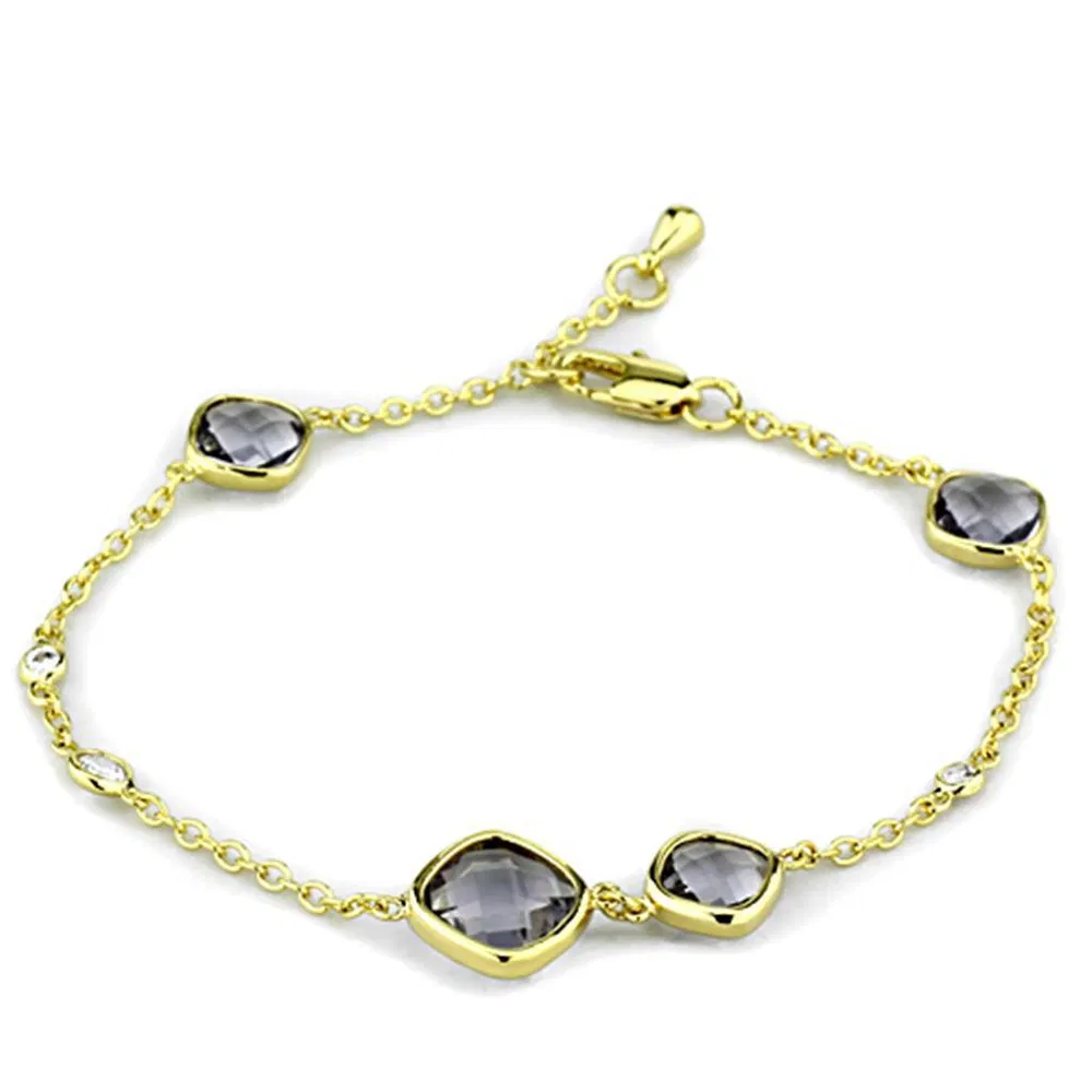 LO3234 - Gold-Messing - Armband mit synthetischem Glas in Amethyst
