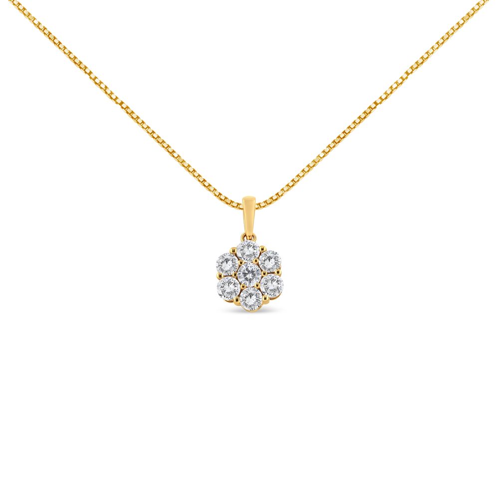 14 Karat Gelbgold 2,00 Cttw Brilliant Round-Cut Diamant 7 Stein Blumen Cluster 18