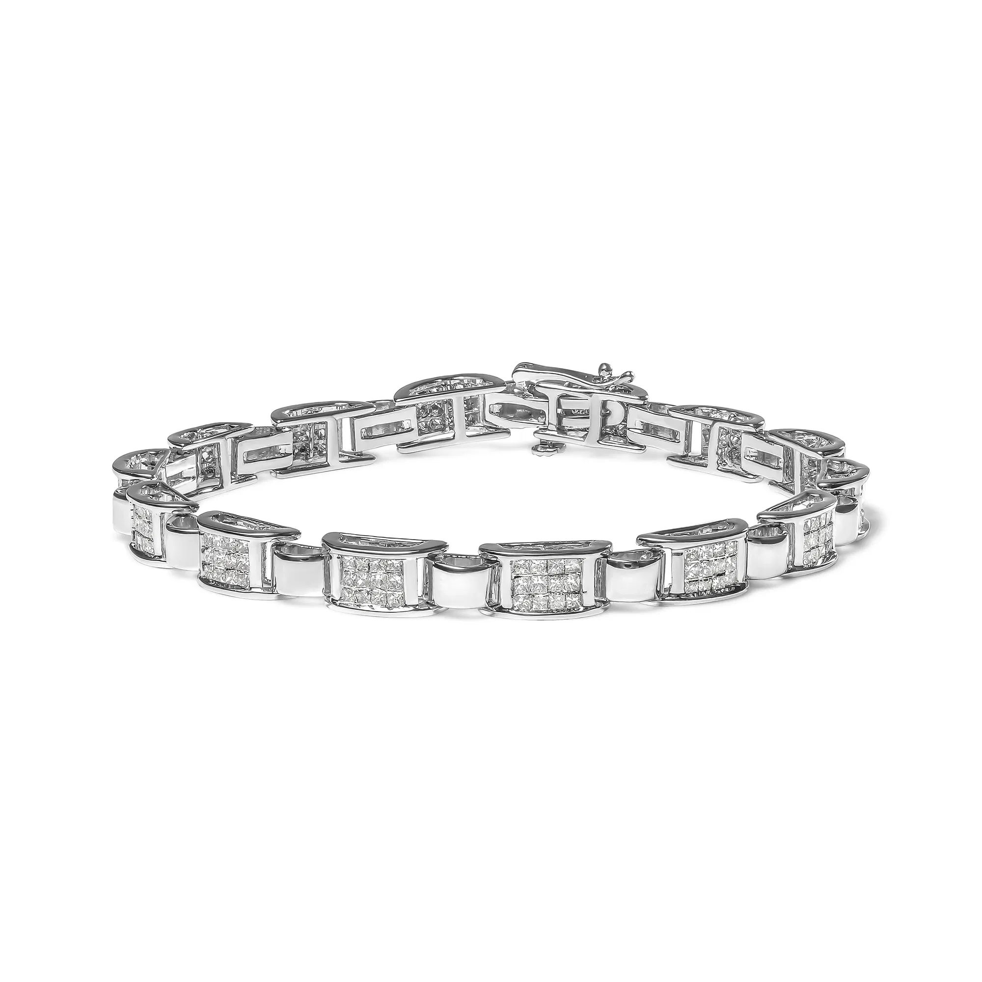 14 Karat Weißgold 2,00 Cttw Princess Diamond Invisible Set Link Armband (H-I Farbe, SI2 - I1 Klarheit) - 7