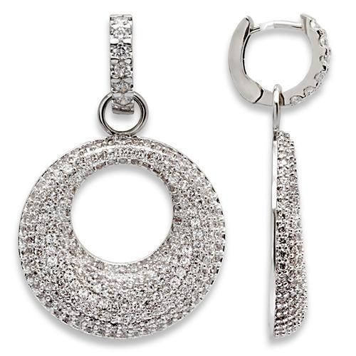 1W119 - Rhodium-Messing - Ohrringe mit AAA-Klasse CZ in Clear