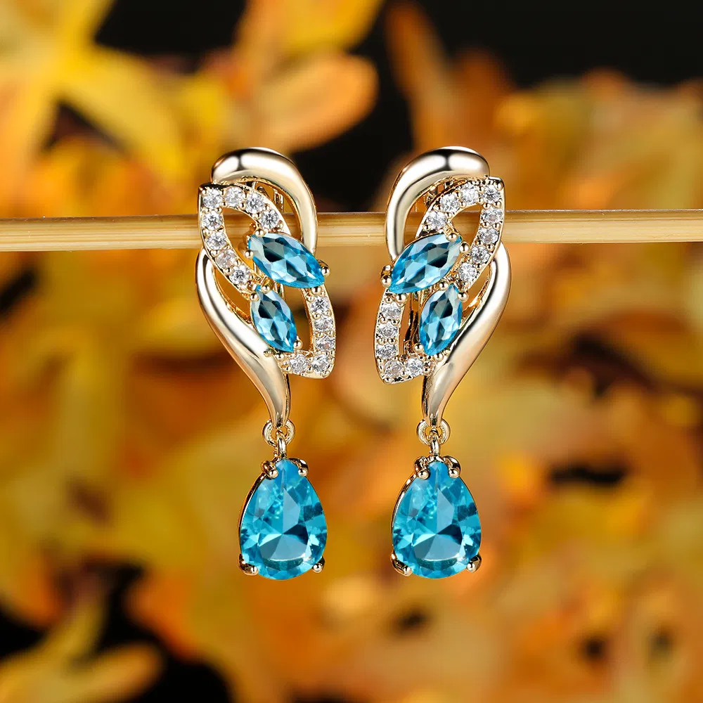 Romantische Kristall Dangle Ohrringe Wassergeschnitten Zirkon Frauen Geburtsstein Party Ohrringe Schmuck Geschenke