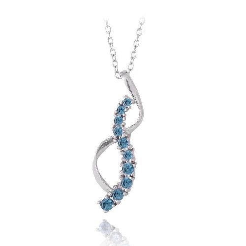 Sterling Silber 1 / 2ct London Blue Topaz Reise Band Halskette