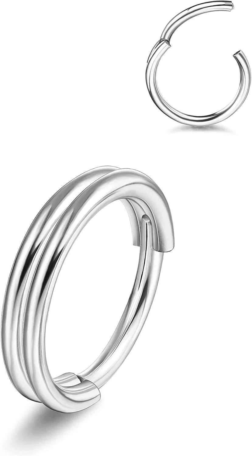 16G Septum Clicker Nasenring Doppel gestapelt Knorpel Muschel Helix Ohrringe Hoop 316L Chirurgisch Scharnier Segment Lippenringe Daith Tragus Lobe Ohrringe Piercing für Frauen
