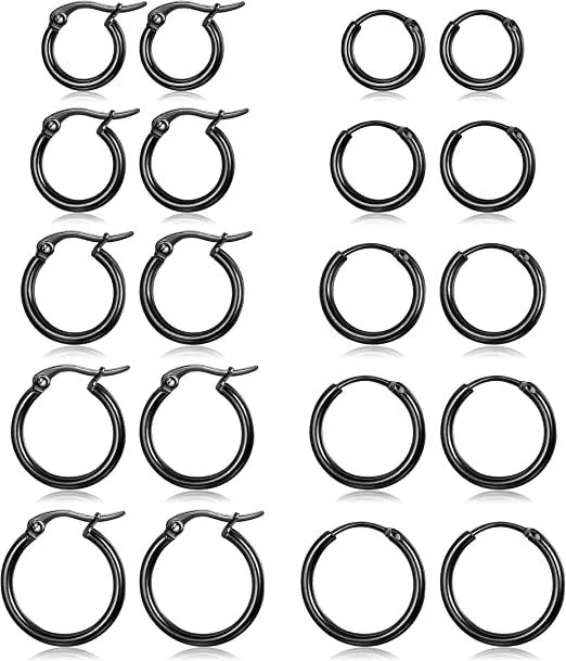 10 - 18MM Edelschleife Ohrringe für Frauen Männer Latchback Endlos kleine Schleife Ohrringe Set Huggie Schleife Ohrringe 10 Paare