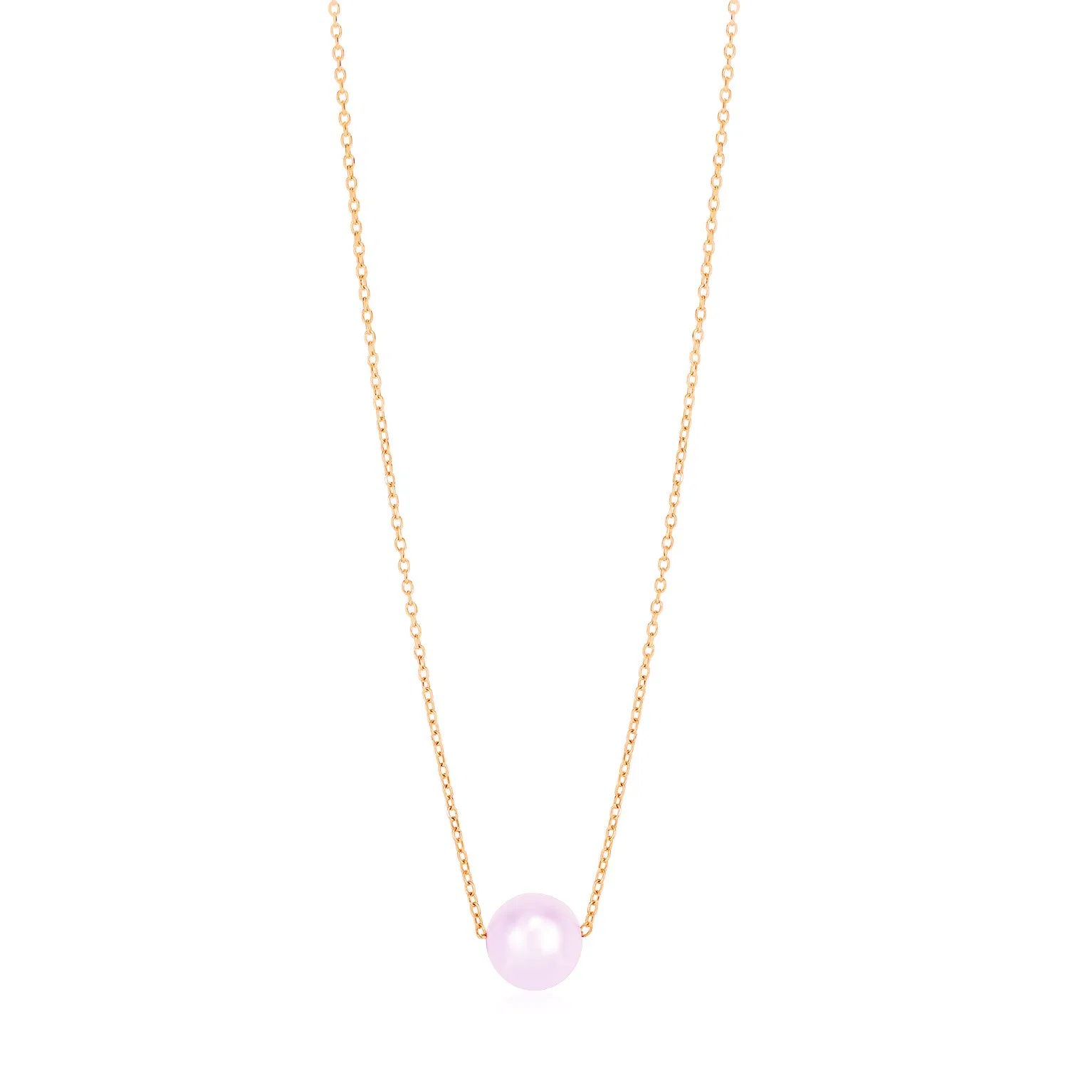 14 Karat Rose Gold Perle Solitaire Halskette