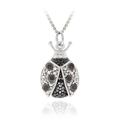 Sterling Silber Black Diamond Akzent Ladybug Anhänger