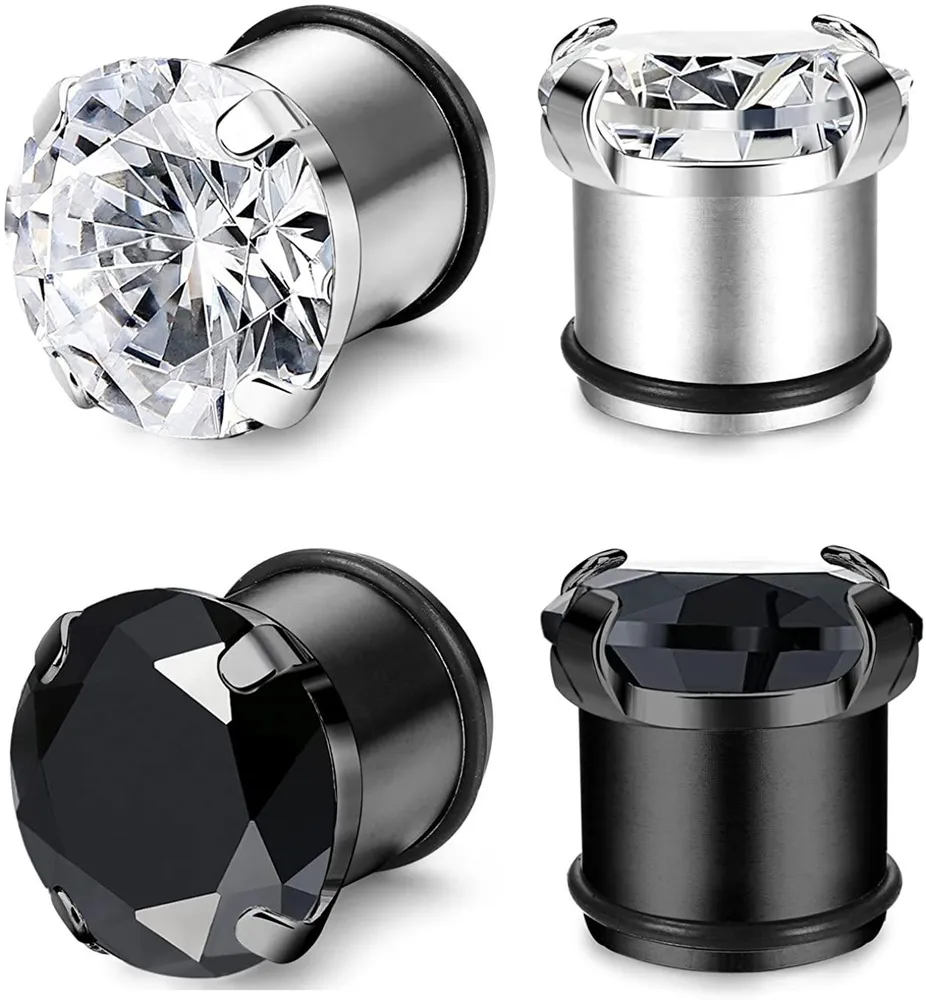2 Paare Rostless Ohr Gauge CZ Stecker Tunnel Ohr Expander Stretcher Piercing