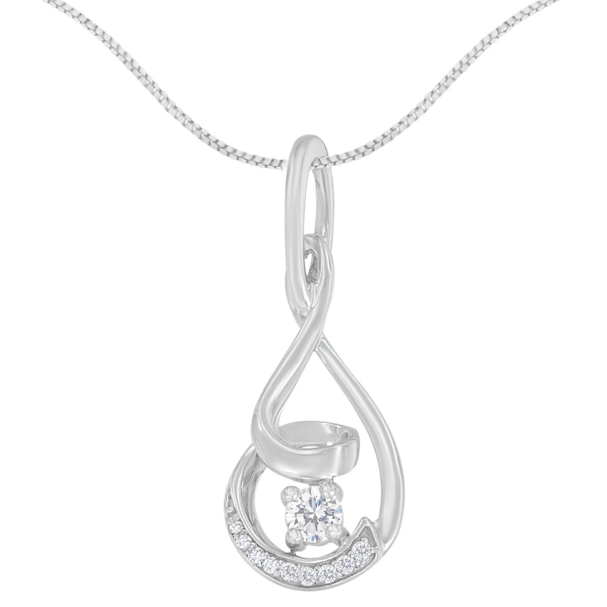 Espira 10K Weißgold 1 / 4 cttw Round Cut Diamant Spiral Link Hänger Halskette (H-I, I1 - I2)