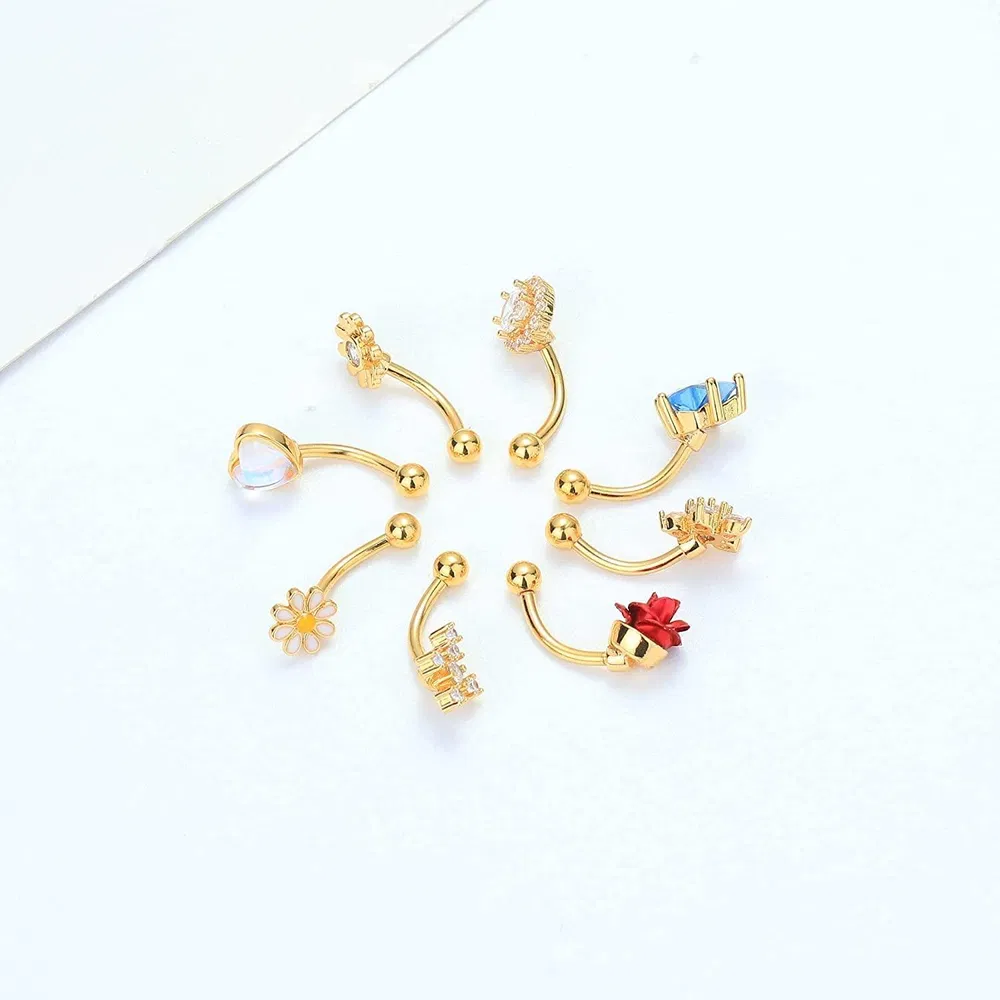 8pcs Rook Piercing Daith Ohrringe für Frauen Männer Augenbrauenringe 16G chirurgische CZ gebogen Barbell Bauchring Tragus Helix Piercings