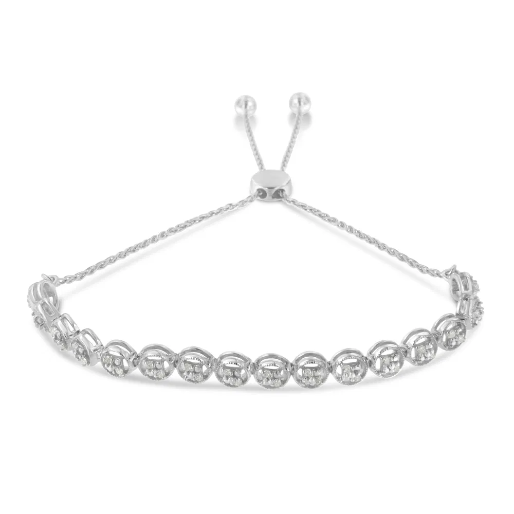 Sterling Silber Diamant Bolo Armband (0,25 cttw, I-J Farbe, I3 Klarheit)