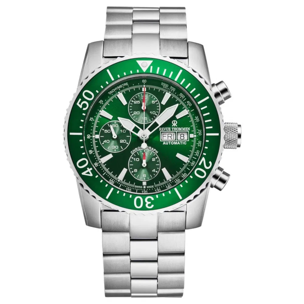 Revue Thommen 17030.6132 Herren 'Divers' Grünes Zifferblatt Tag-Datum - Chronograph Automatische Uhr