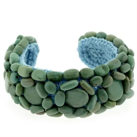 Echtes grünes türkis Stein Blumen Mosaik Draht-Form Armband