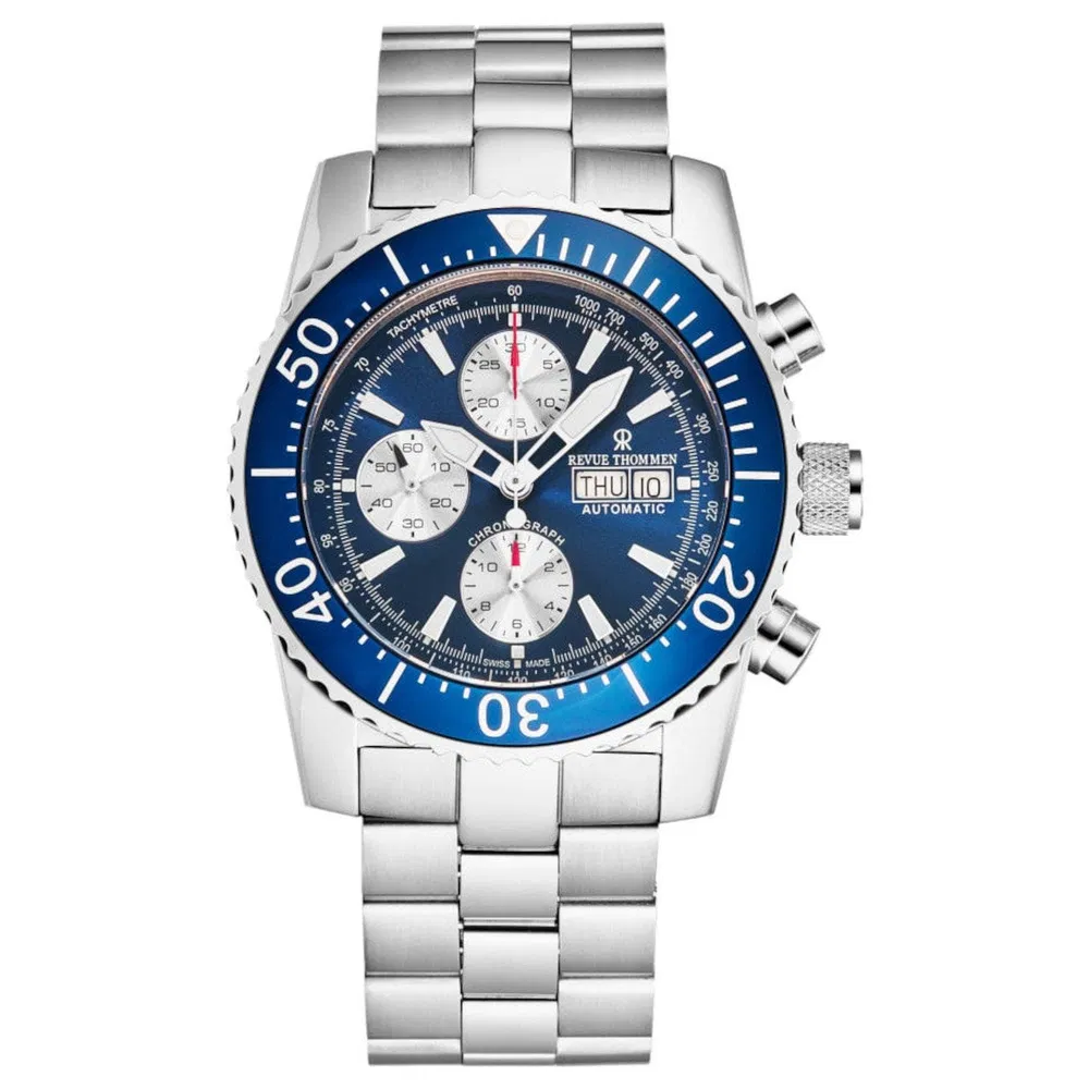 Revue Thommen 17030.6135 Herren 'Divers' Blaues Zifferblatt Tag-Datum Chronograph Automatische Uhr