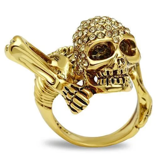 3W020 - Gold-weißer Metallring mit Top-Grade - Kristall in Citrine-Gelb