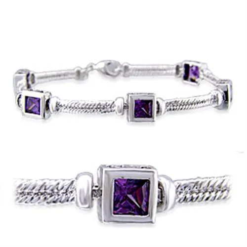 32025 - Rhodium-Messing - Armband mit AAA-Klasse CZ in Amethyst