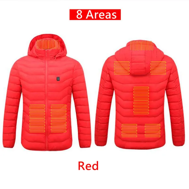 Männer 9 Bereiche beheizte Jacke USB Winter Outdoor elektrische Heizjacken Warme Sprots Thermal Mantel Kleidung Heizbare Baumwolljacke
