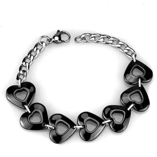 3W1007 - Hoch poliertes (ohne Beschichtung) Edelstahl-Armband mit Keramik in Jet