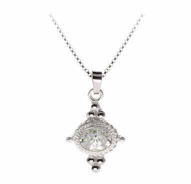 Sterling Silber simuliert Diamant cz Stein Ost West Bali Anhänger