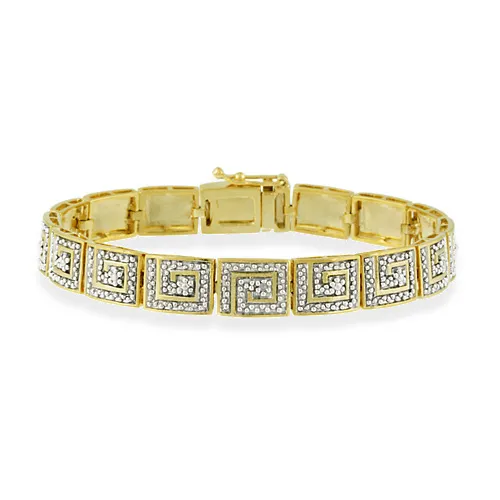 18 Karat Gold über Sterling Silber Diamant Akzent griechische Schlüssel Armband