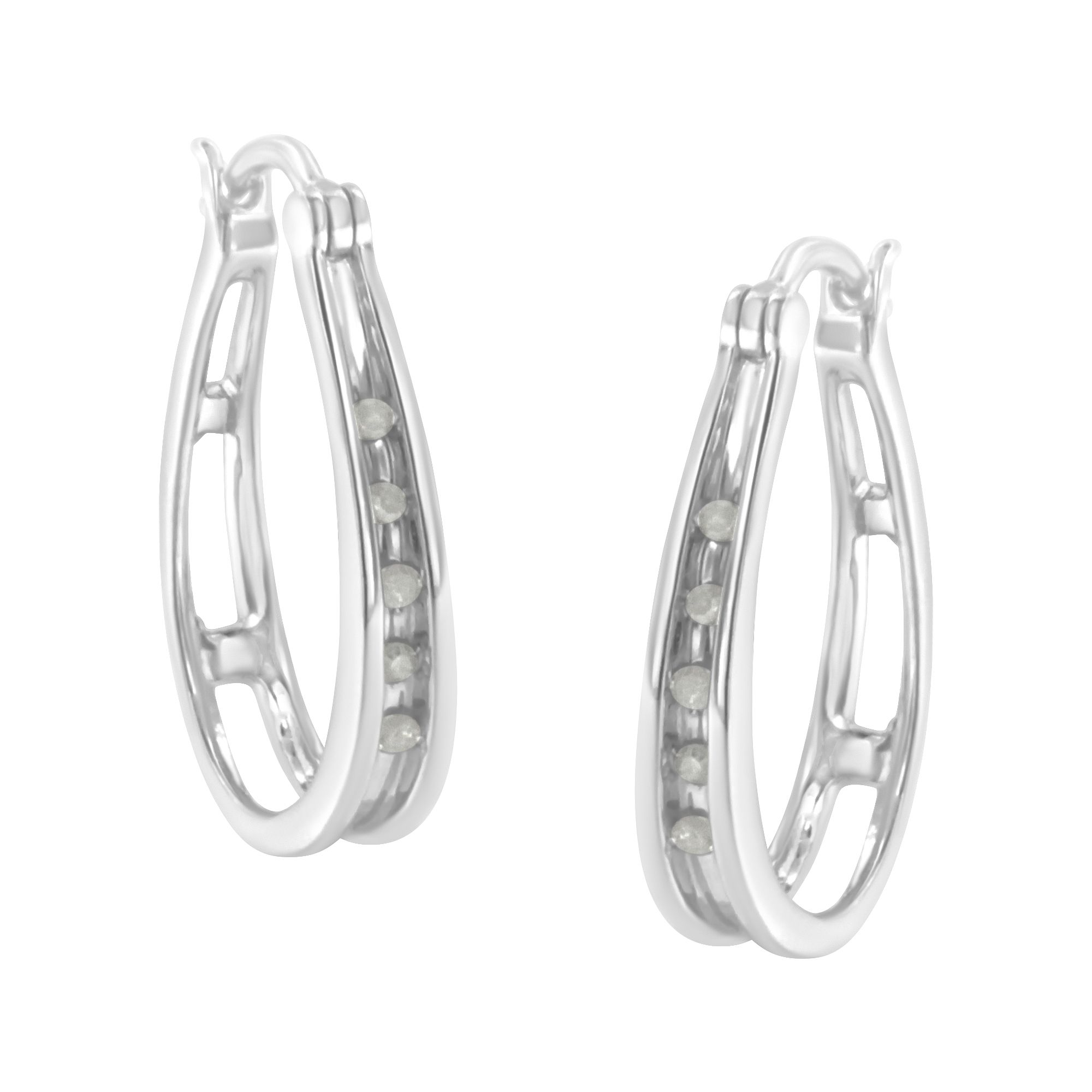 .925 Sterling Silber 1 / 10 Cttw Diamant Hoop Ohrringe (I-J Farbe, I3 Klarheit)