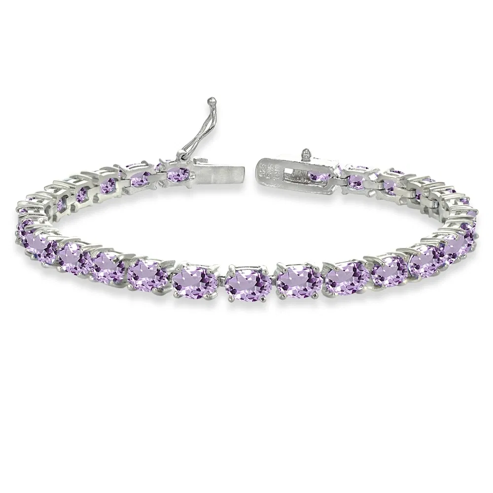 Oval-Schnitt 6X4mm Amethyst Tennis-Armband in Sterling Silber