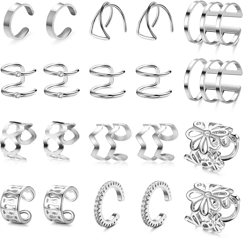 10 Paare Edelstahl Ohr Manschetten Ohrringe für Frauen Männer Non Piercing Helix Ohr Clip CZ Fake Cartilage Ohrringe