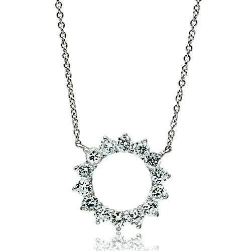 3W072 Rhodium-Messing - Halskette mit AAA-Klasse CZ in Clear