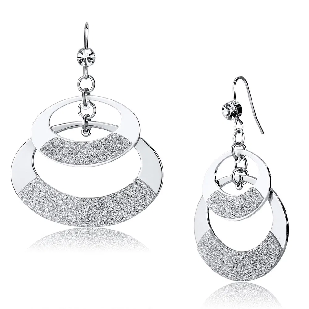 LO2714 - Matte Rhodium & Rhodium-Eisen - Ohrringe mit Top-Grade - Kristall in Clear