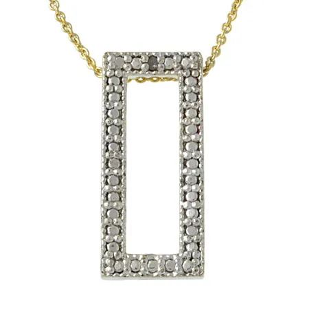 18 Karat Gold über Silber Diamant Akzent Rechteck Anhänger