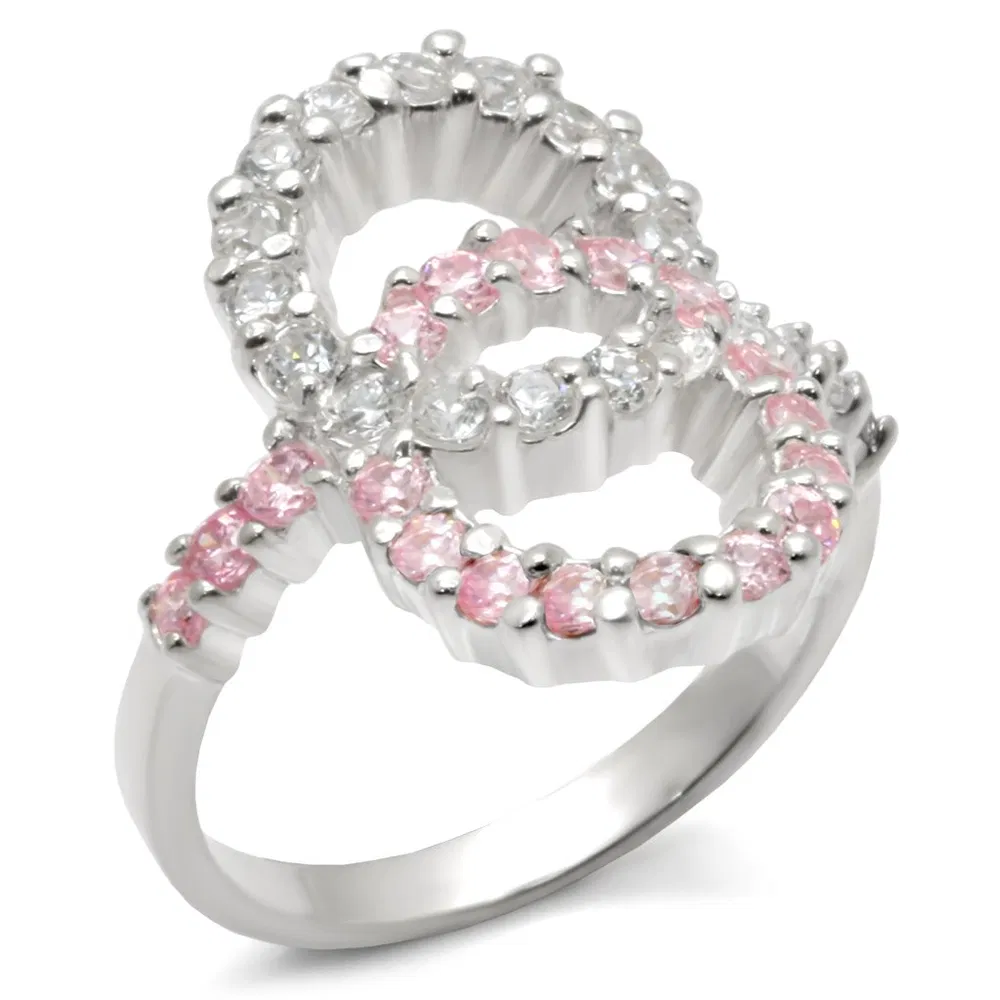32516 - Hochpolierter 925 Sterling Silberring mit AAA-Klasse CZ in Rose