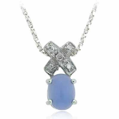 Sterling Silber X und O Chalcedony & Diamond Akzent Anhänger