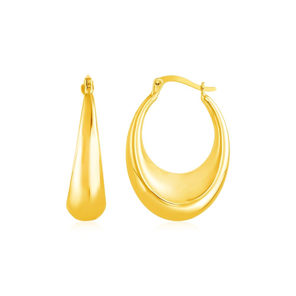 14 Karat Gelbgold poliert Puffed Hoop Ohrringe