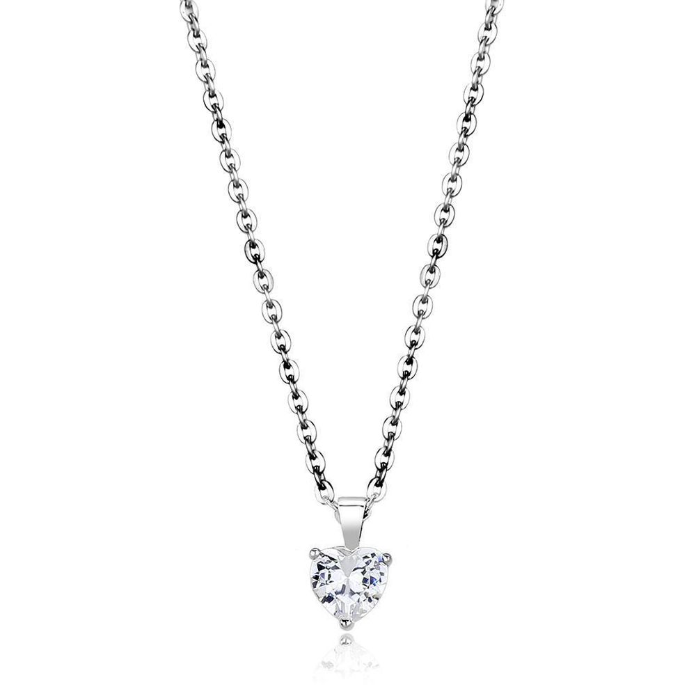 LO4171 - Rhodium-Brass - Kettenhänger mit AAA-Klasse CZ in Clear