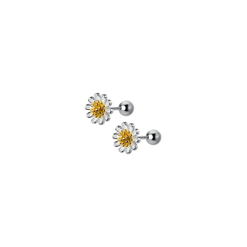 S925 Silber Daisy Flower Ohrringe weiblich süß und einfach