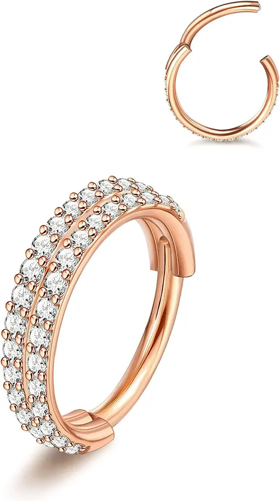 16G Septum Clicker Nasenring Doppel gestapelt Knorpel Muschel Helix Ohrringe Hoop 316L Chirurgisch Scharnier Segment Lippenringe Daith Tragus Lobe Ohrringe Piercing für Frauen