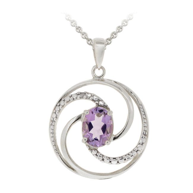 Sterling Silber 1ct Amethyst & Diamant Accent Swirl Circle Kette