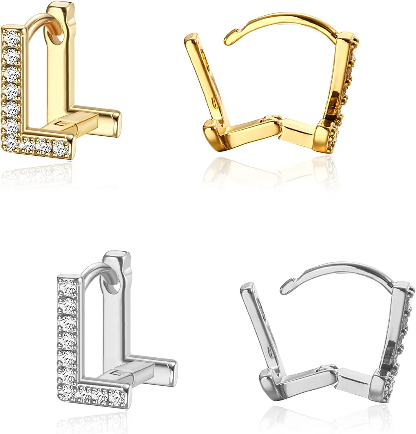 2 Paare Initial Stud Ohrringe für Frauen 14K Gold Plated 26 Buchstaben Alphabet Ohrringe Weihnachtsgeschenk