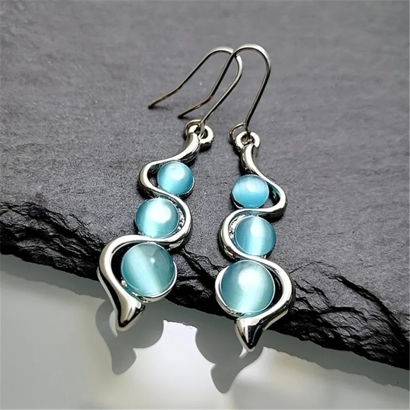 Blau Plastik Drop Ohrringe Saphir Drop Ohrringe Jubiläumsgeschenk Silber Hoop Ohrringe