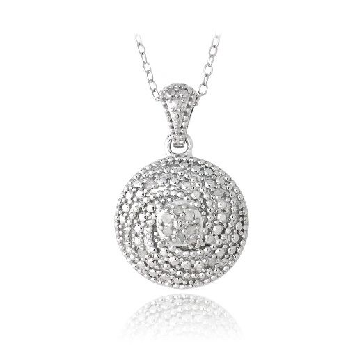 Sterling Silber 1 / 10ct Diamant Round Spiral Halskette