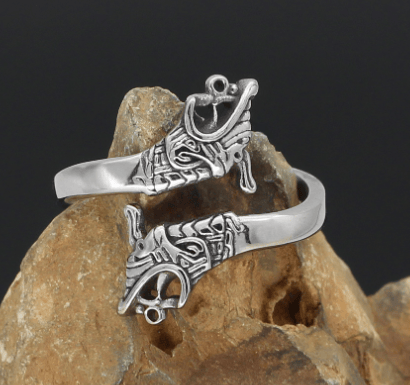 Asgard Handgefertigter Edelstahl verstellbarer Jormungand Ring