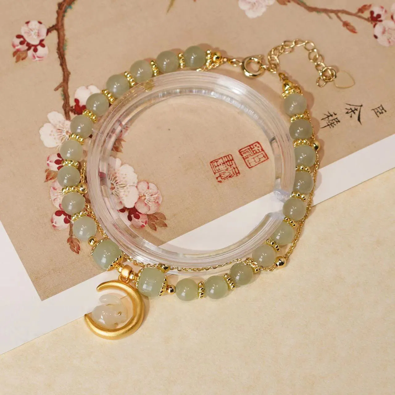 Frauen modisch natürliche Hetan Jade Kaninchen Armband