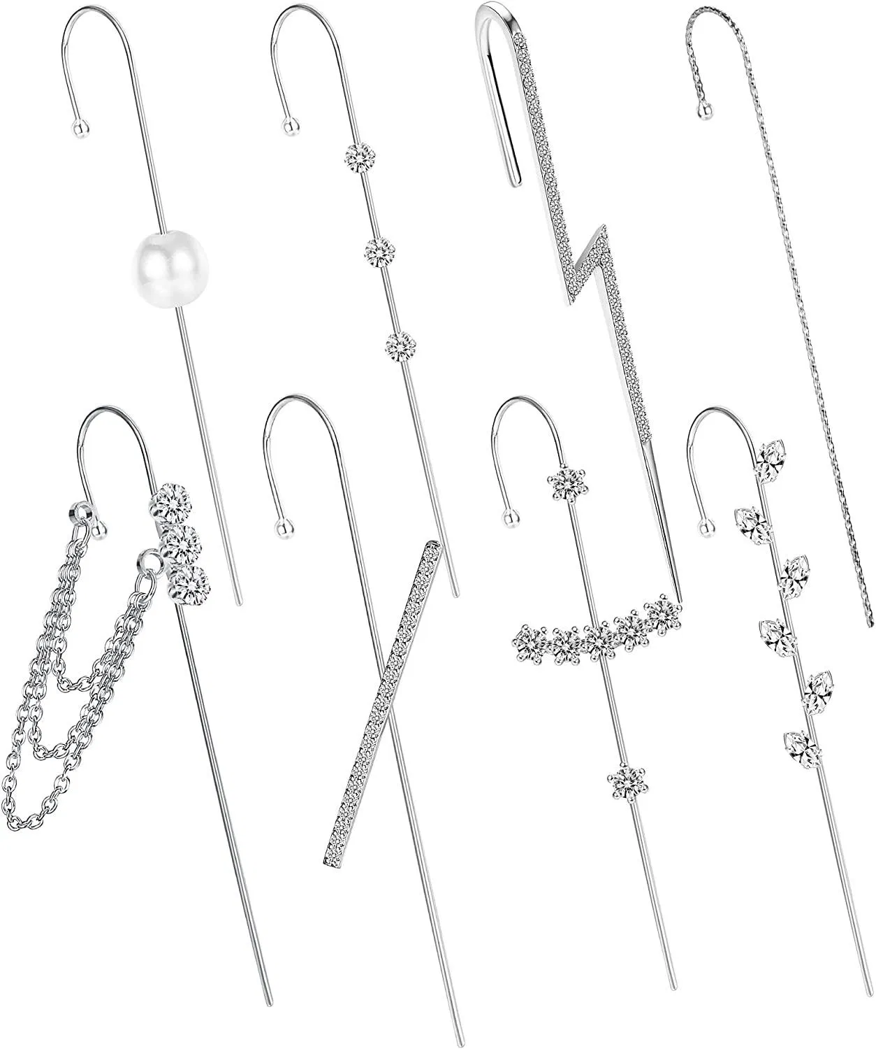 14K Gold Ohr Wrap Crawler Hook Ohrringe; Einzigartige Ohr Wrap Ohrringe Piercing Ohr Cuffs Ohrringe Rhinestone Crawler Ohrringe für Frauen Mädchen