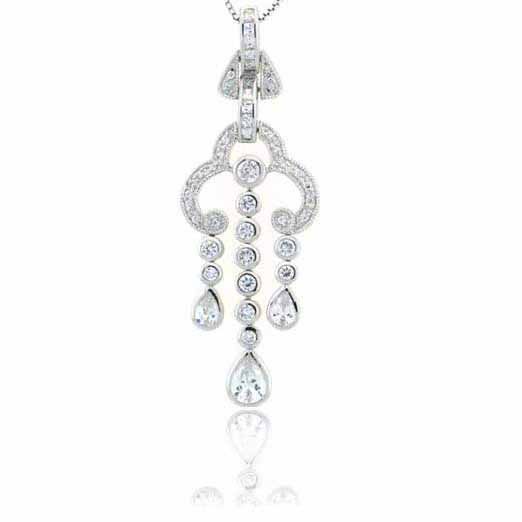 Sterling Silber Designer Simulierte Diamant CZ Kronleih Pendant