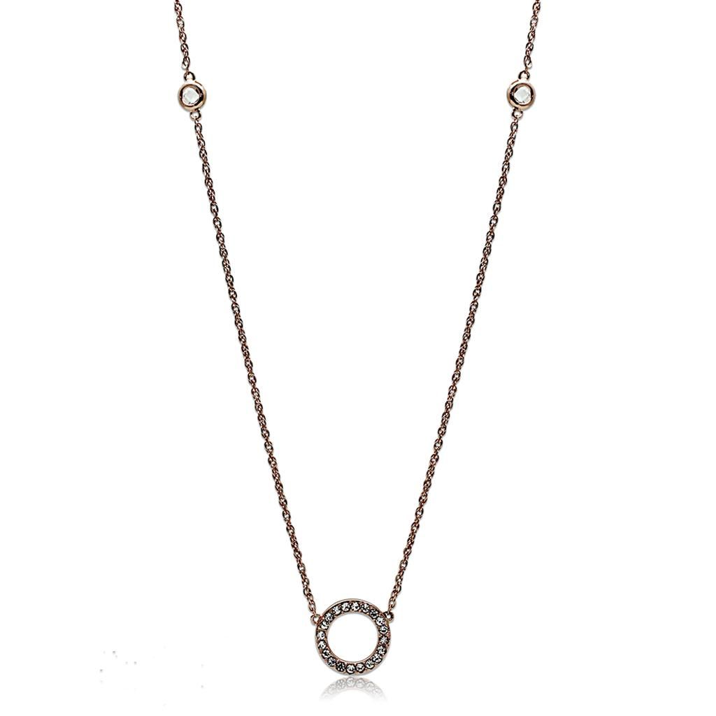 LO3846 - Rose Gold Brass Halskette mit AAA-Klasse CZ in Clear