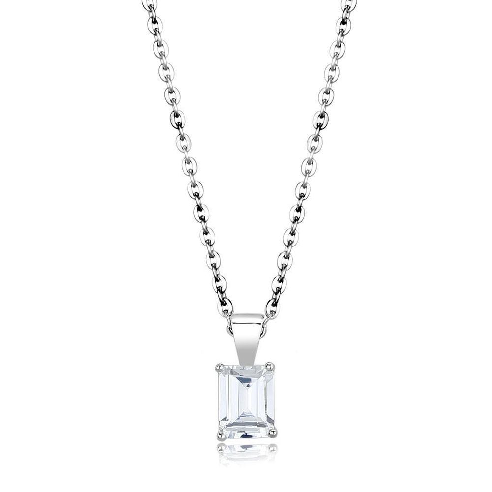 LO4172 - Rhodium-Brass - Kettenhänger mit AAA-Klasse CZ in Clear